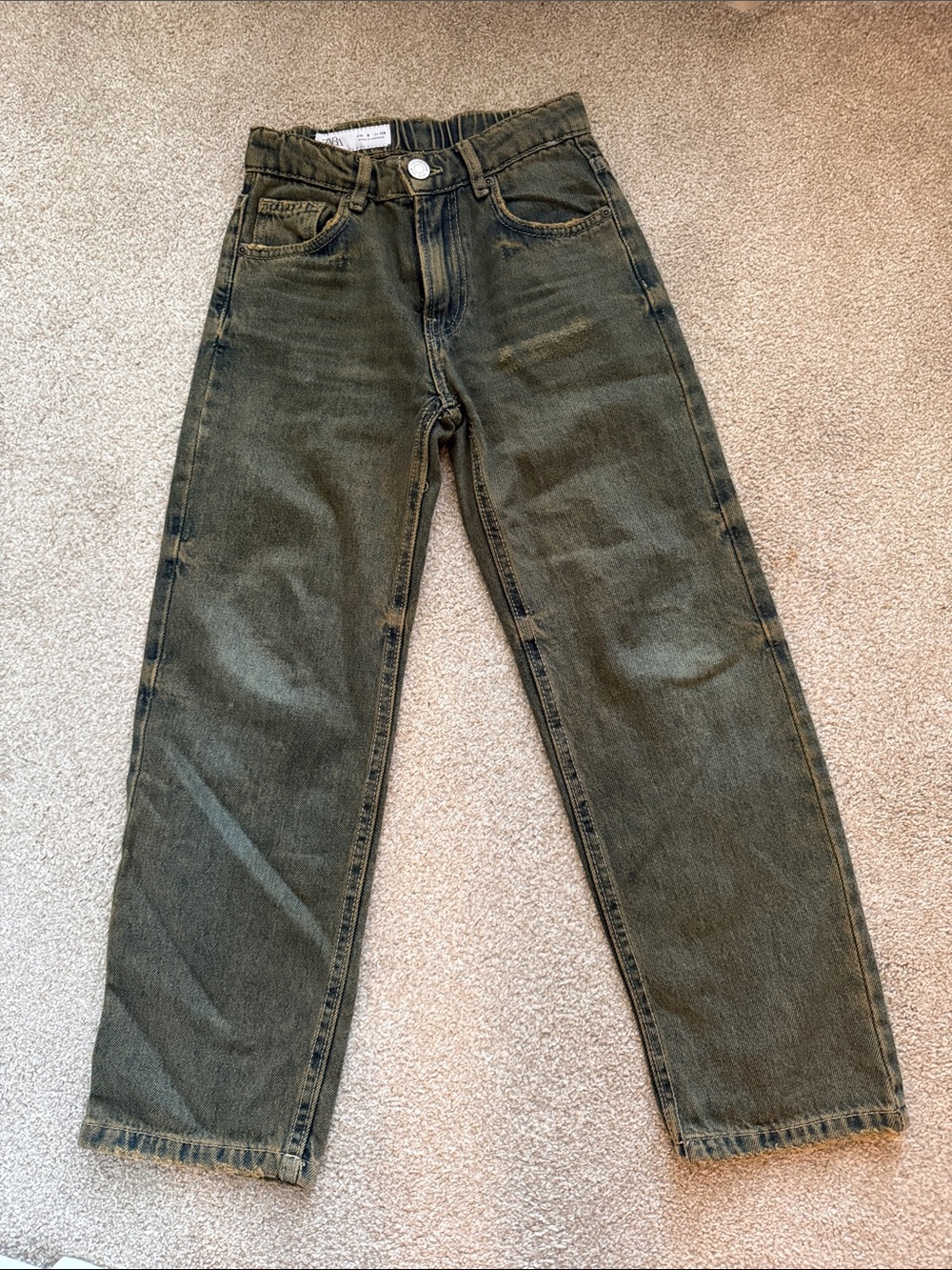 Zara Kids Olive Green Straight Leg Jeans